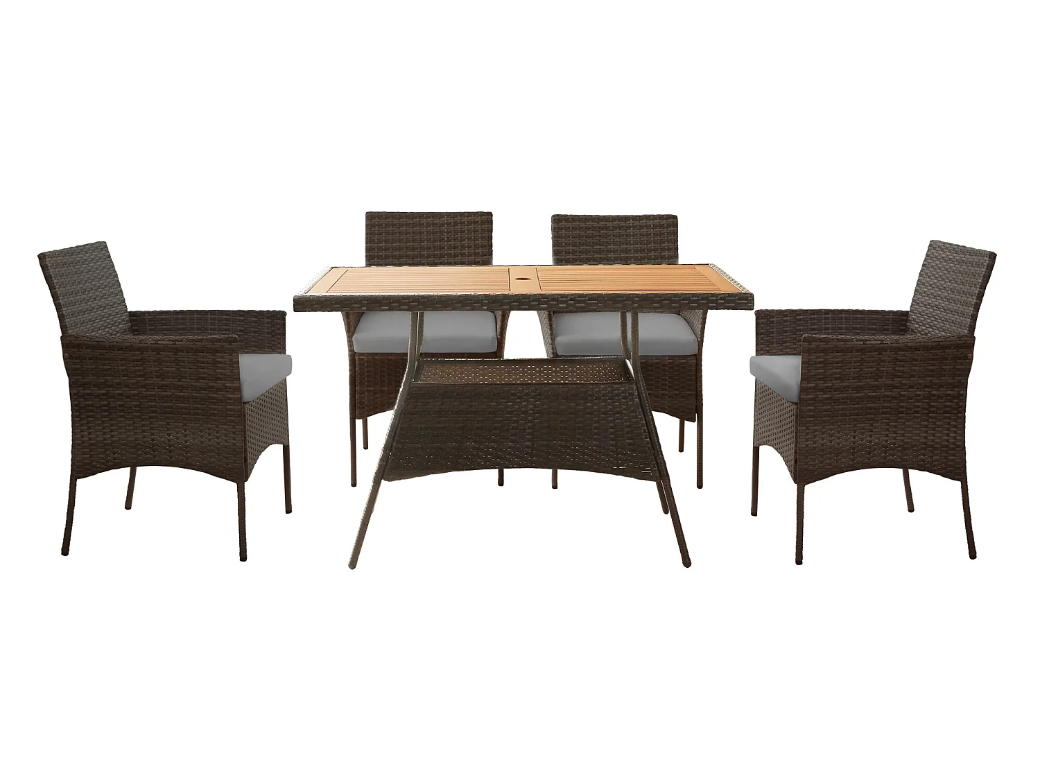 Teamson Home 5-Delig Tuinset - Tuinmeubelen - Eethoeken - Tafel en 4 Stoelen - Bruin/Crème