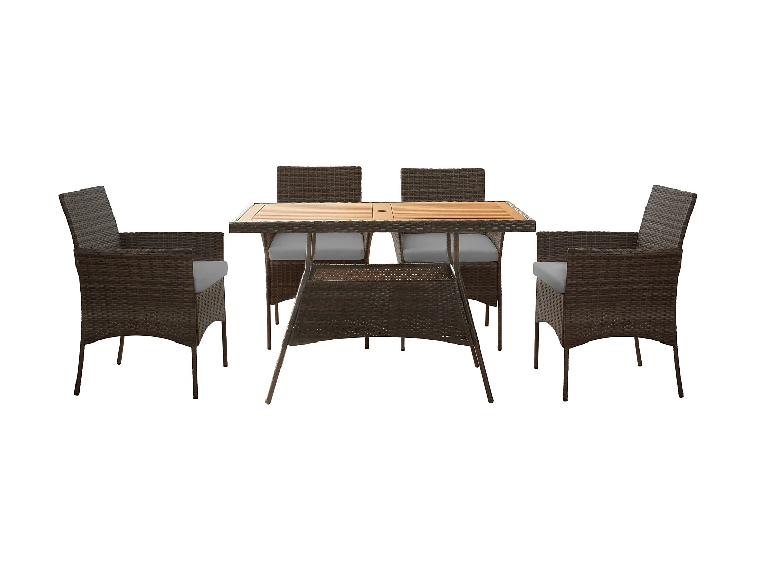 Teamson Home 5-Delig Tuinset - Tuinmeubelen - Eethoeken - Tafel en 4 Stoelen - Bruin/Crème