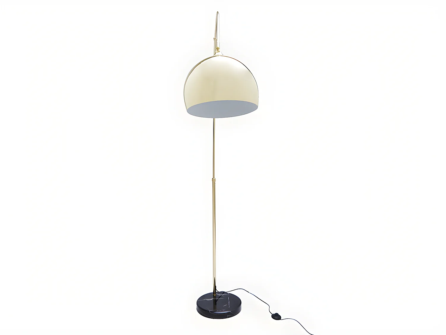 Grande lampada da terra ad arco in stile art déco OMBRAGE - Metallo e marmo - 140 x 35 x 180 cm- Dorato