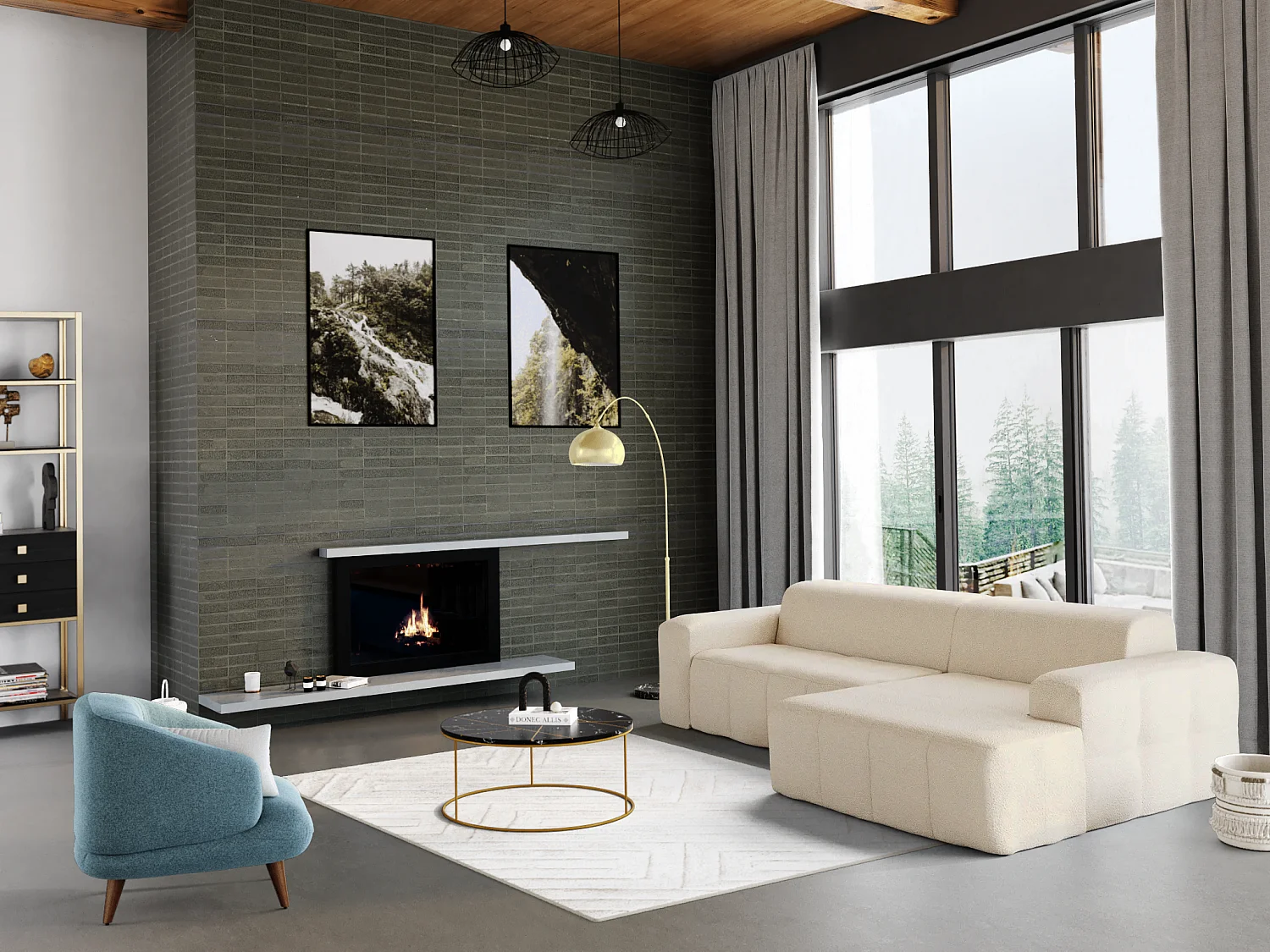 Grande lampada da terra ad arco in stile art déco OMBRAGE - Metallo e marmo - 140 x 35 x 180 cm- Dorato