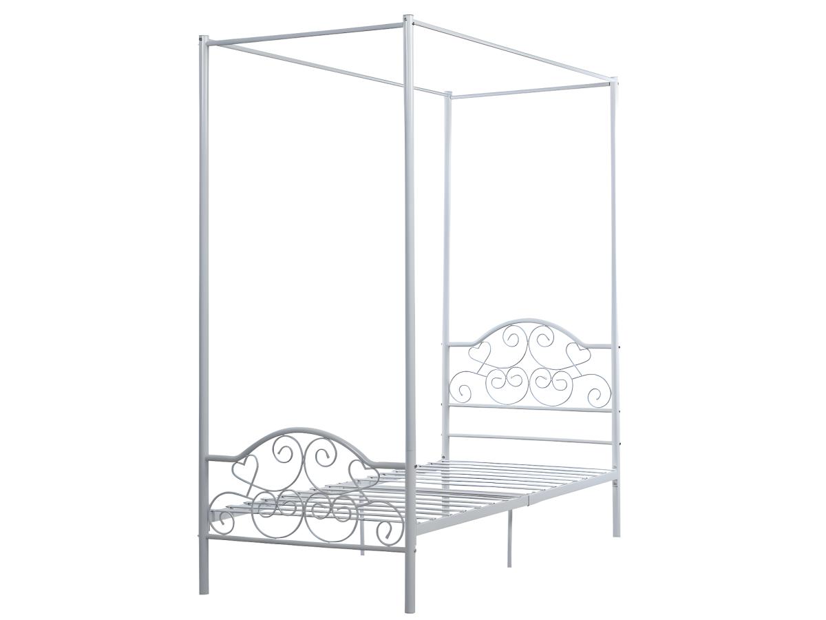 Metallbett Himmelbett - 90 x 190 cm - Weiß - LEYNA günstig online kaufen