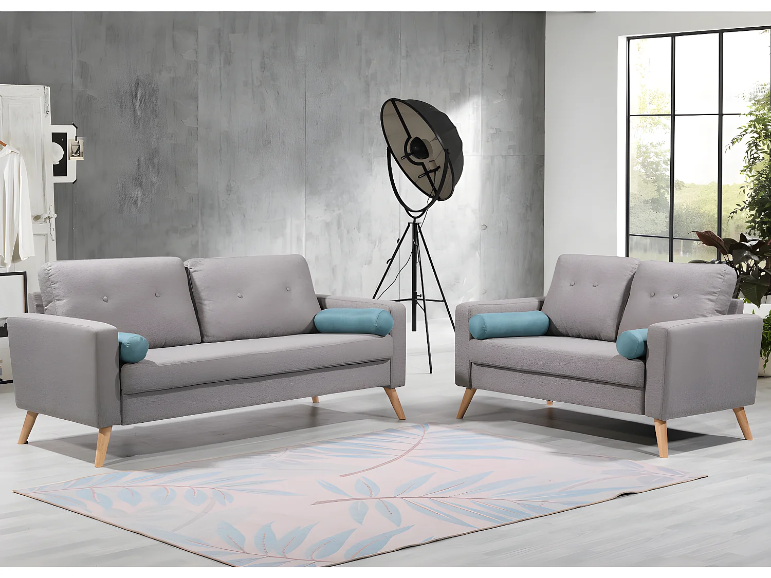 Kanapa 3+2 TATUM z tkaniny - Kolor szary melanż