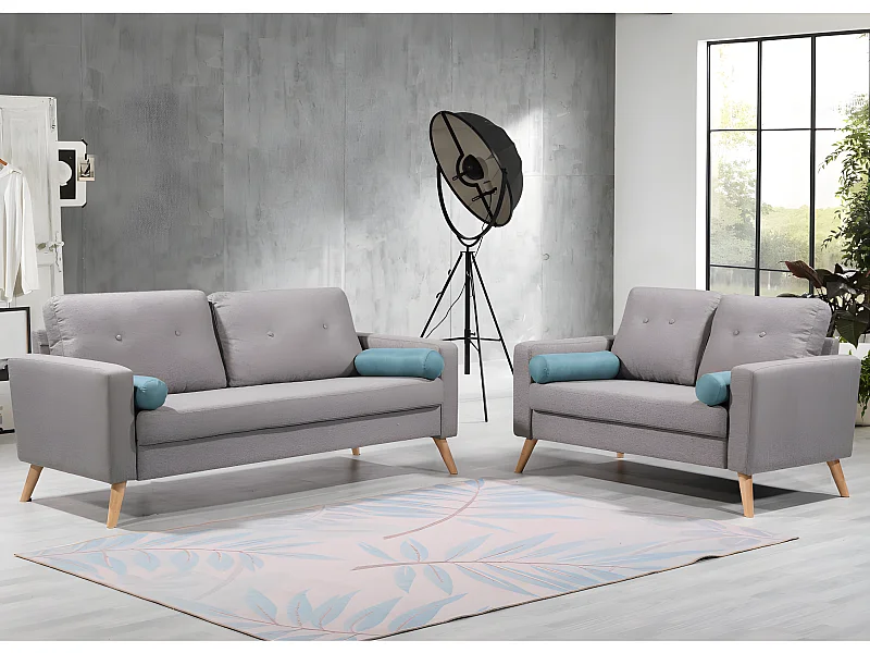 Soffor 3-sits och 2-sits TATUM-soffor i tyg - Gråmelerad