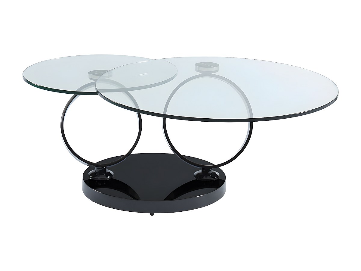Table basse plateaux pivotants JOLINE Verre trempé Noir