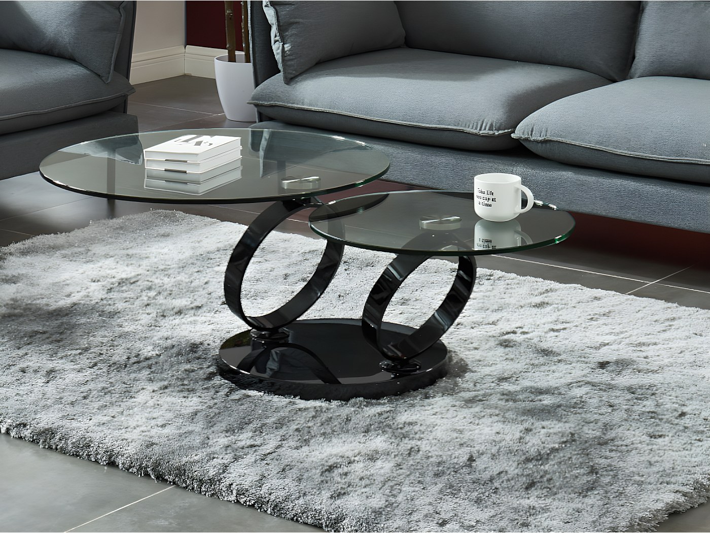 Base Girevole Per TV In Vetro Temperato - 70x32 Cm - Portata 40 Kg - Nero Fumè - Foto 5