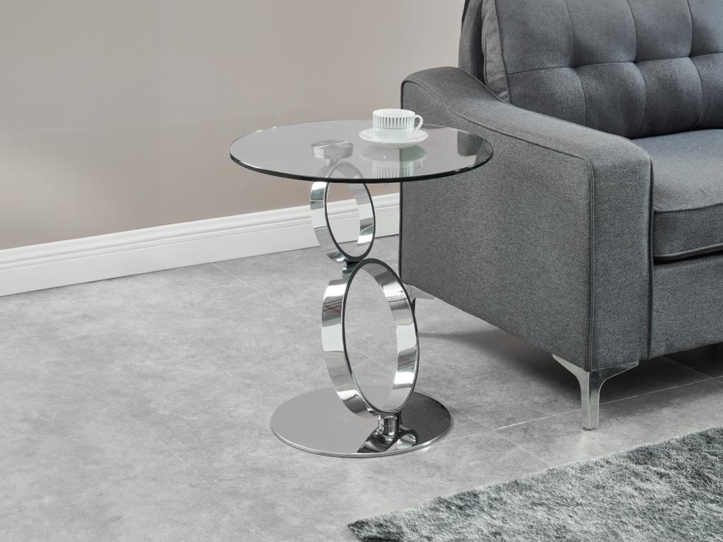 Table d'appoint en verre trempé et acier - Transparent - JOLINE de Maison Céphy