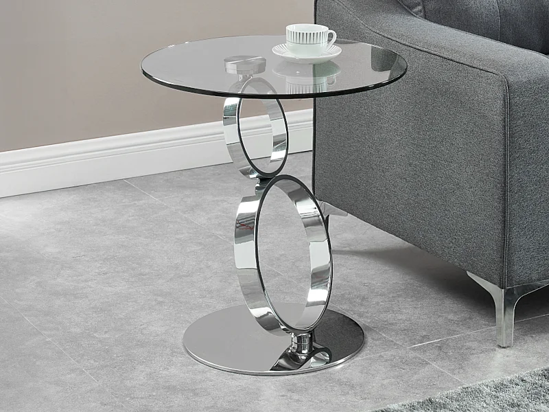 Table d'appoint en verre trempé et acier - Transparent - JOLINE de Maison Céphy