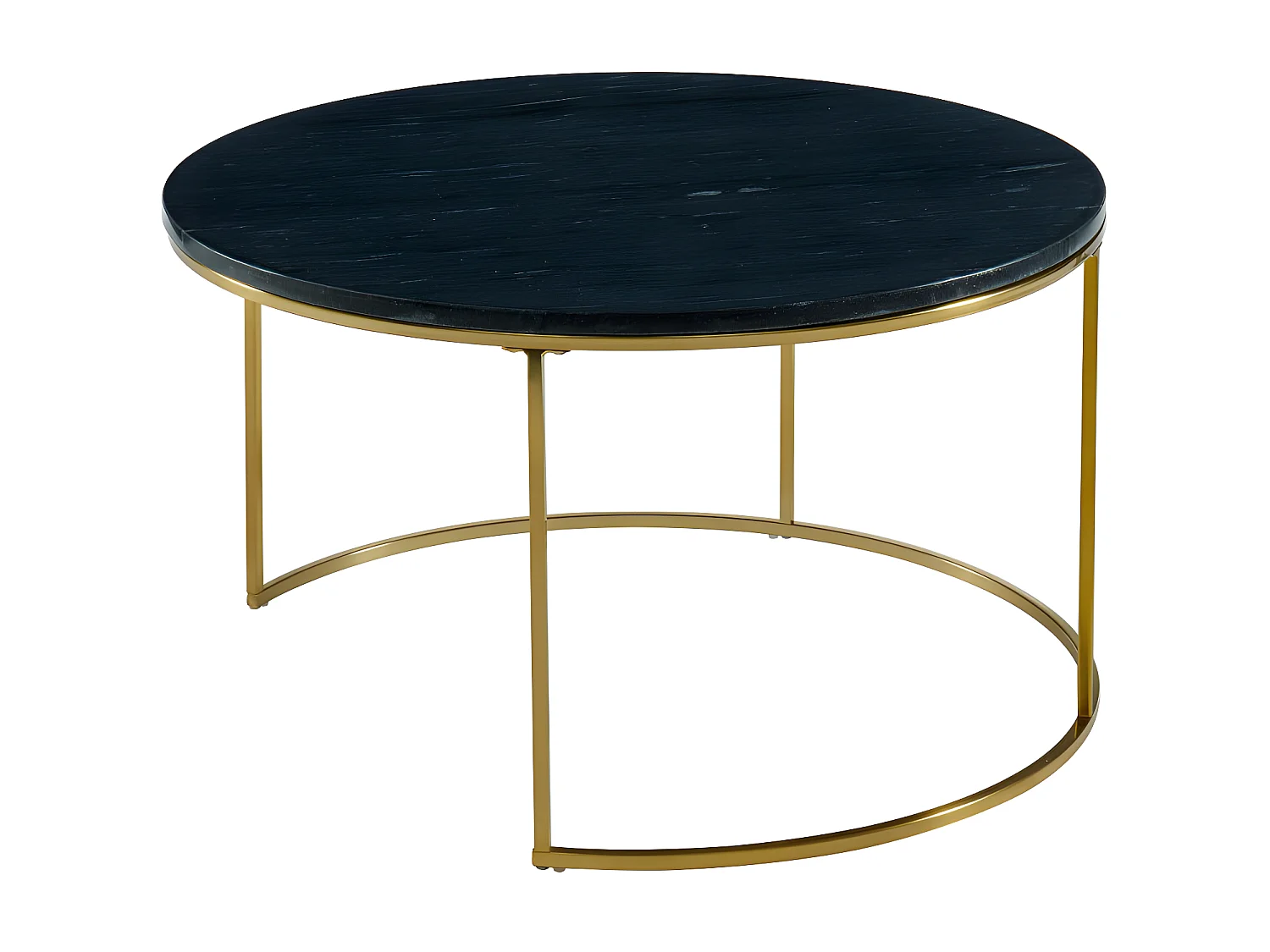 Tables basses gigognes ANGELA de Pascal MORABITO - Marbre noir et métal doré