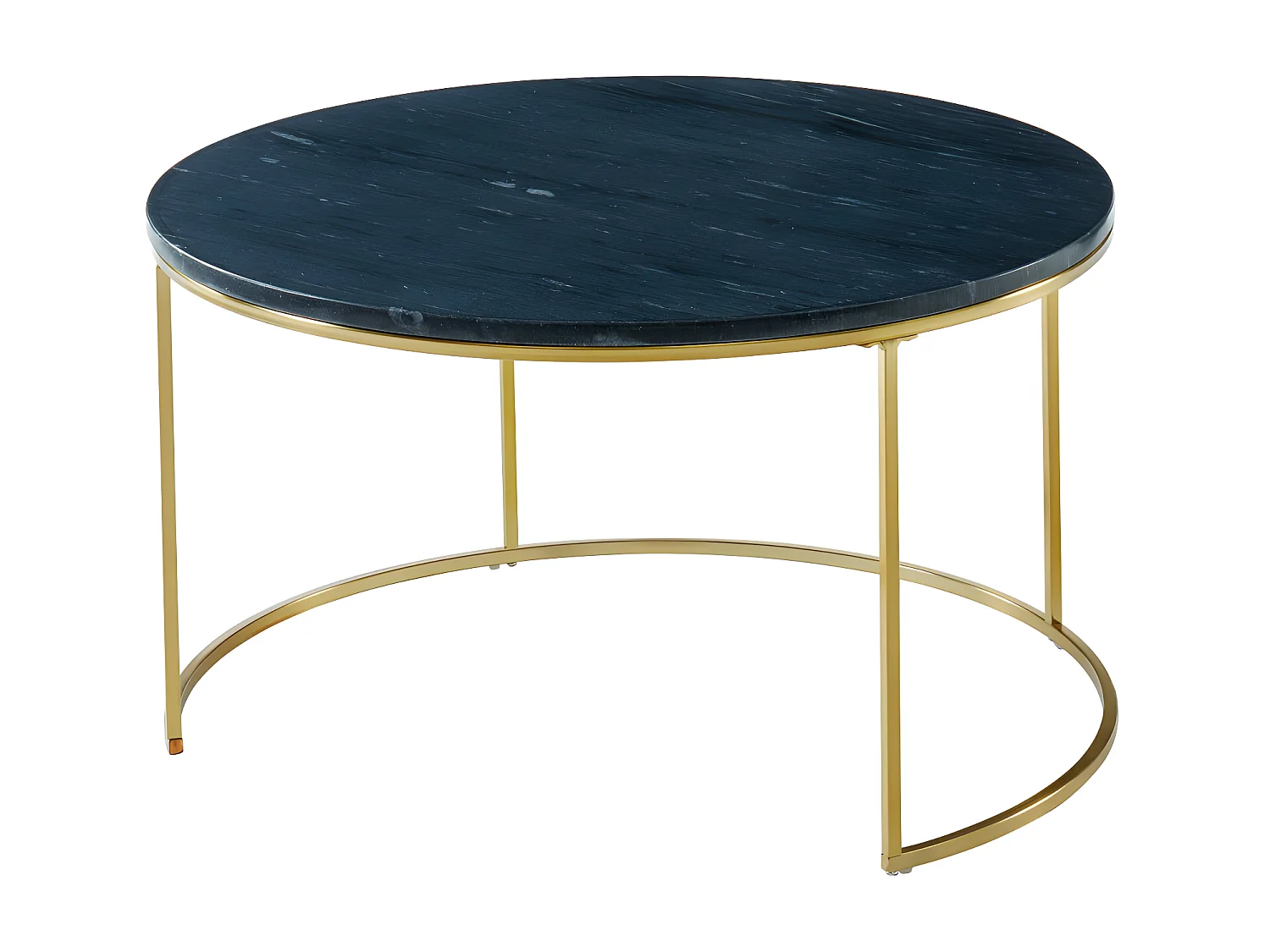 Tables basses gigognes ANGELA de Pascal MORABITO - Marbre noir et métal doré