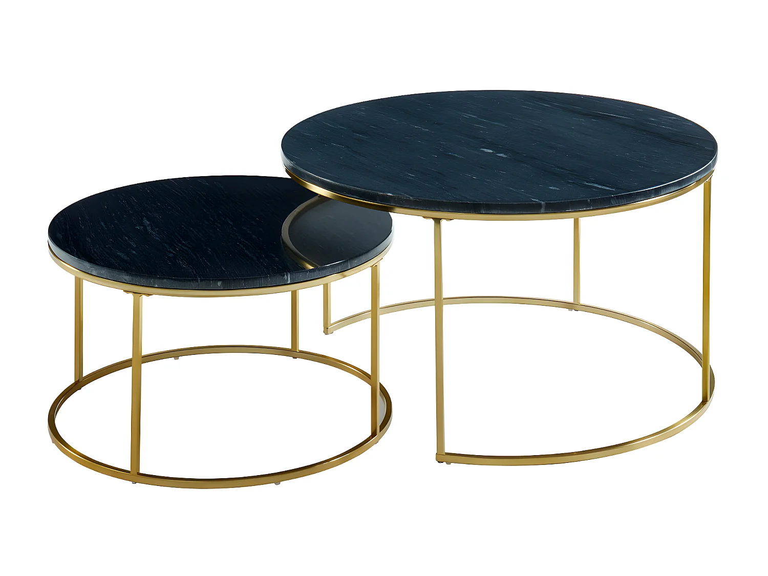 Tables basses gigognes ANGELA de Pascal MORABITO - Marbre noir et métal doré