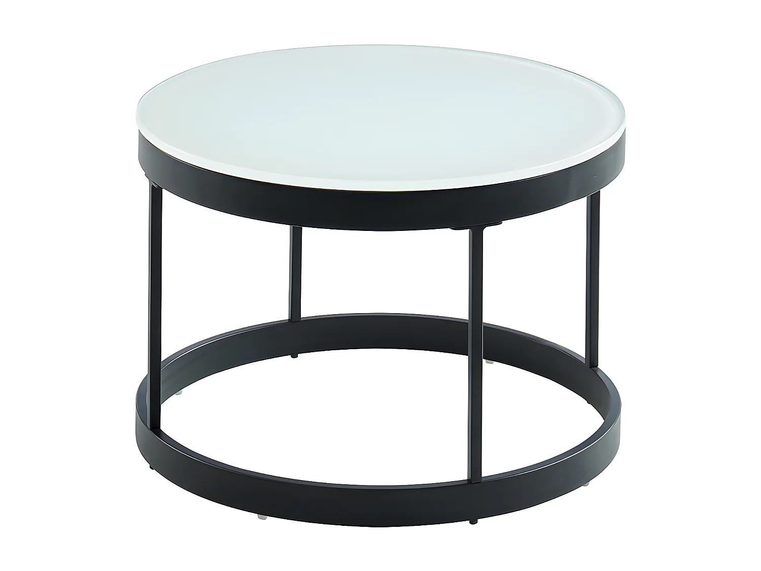Mesas de centro empilháveis BILLIE - Vidro temperado e metal - Preto e branco