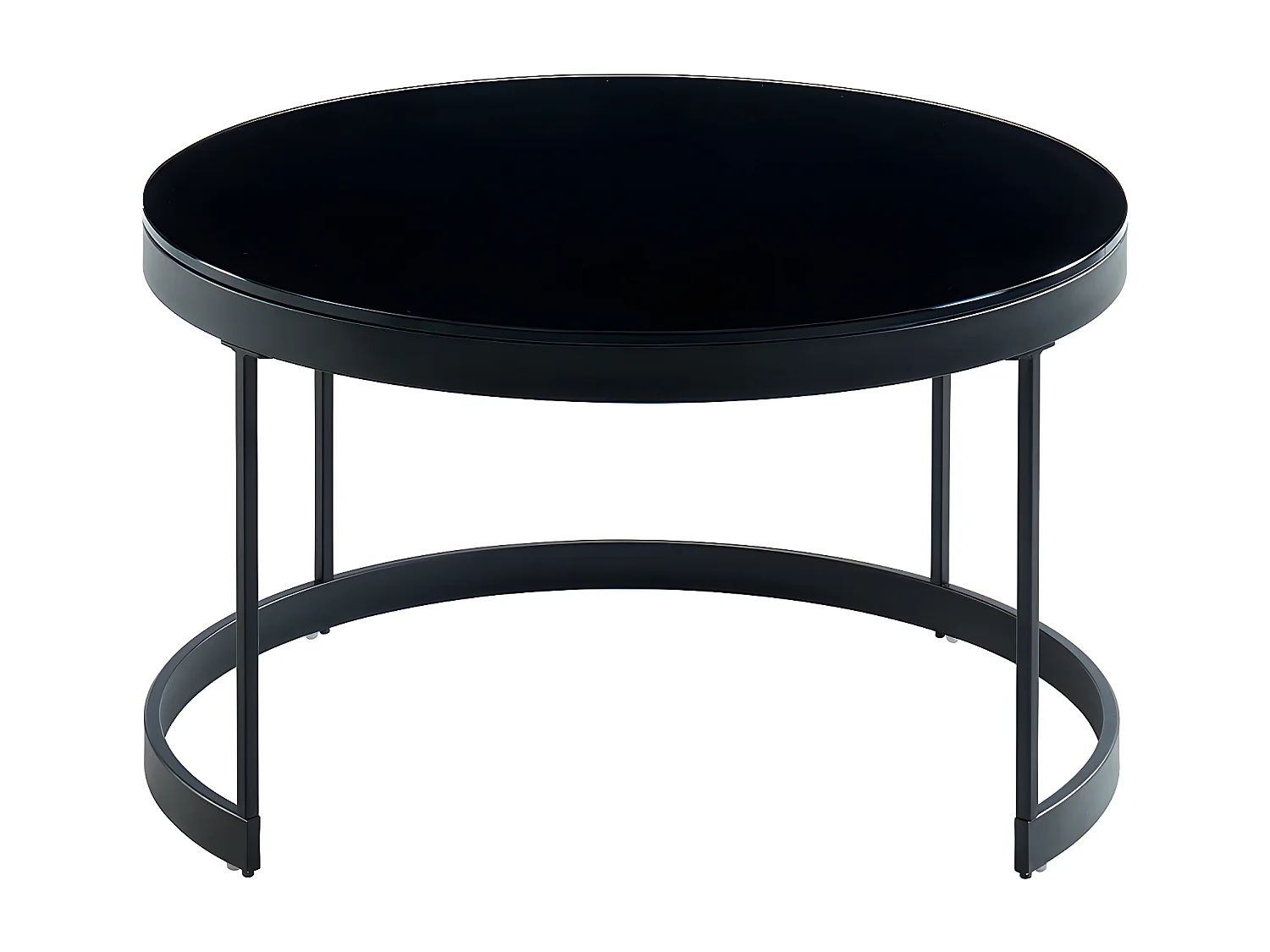 Mesas de centro empilháveis BILLIE - Vidro temperado e metal - Preto e branco