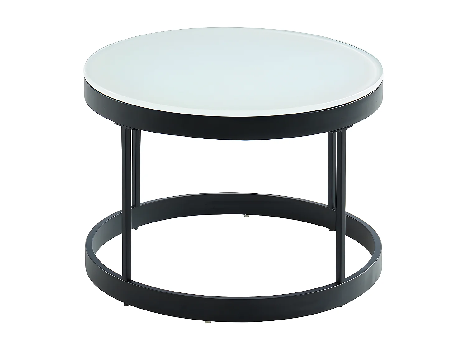 Mesas de centro empilháveis BILLIE - Vidro temperado e metal - Preto e branco