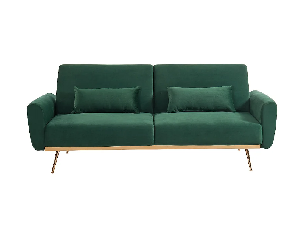 Sofá cama clic clac de 3 lugare em veludo Verde abeto -LAUNEI