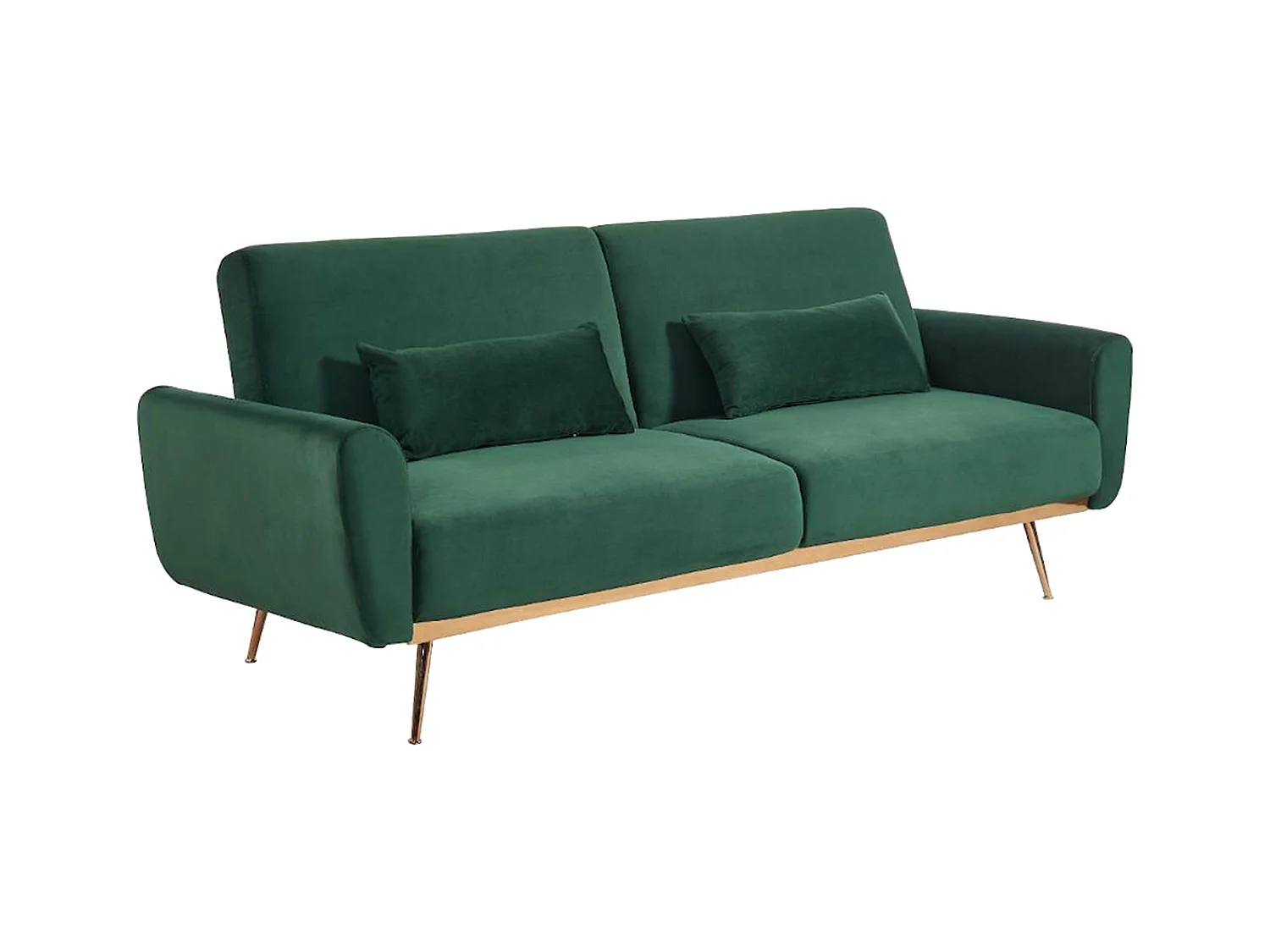 Sofá cama clic clac de 3 lugare em veludo Verde abeto -LAUNEI