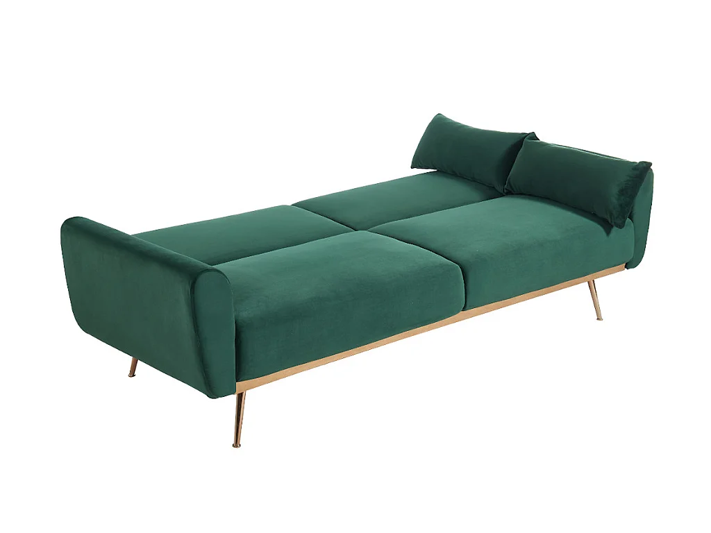 Sofá cama clic clac de 3 lugare em veludo Verde abeto -LAUNEI
