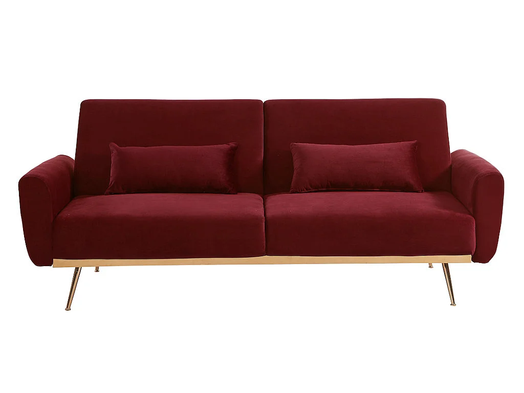 Schlafsofa Klappsofa 3-Sitzer - Samt - Bordeauxrot - LAUNEI