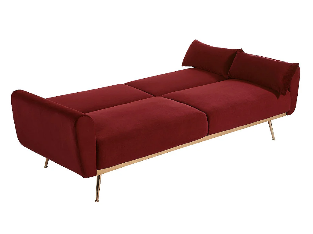 Schlafsofa Klappsofa 3-Sitzer - Samt - Bordeauxrot - LAUNEI