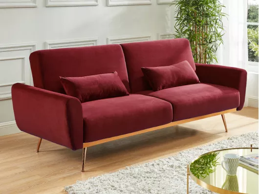 Kauf Unique Schlafsofa Klappsofa 3-Sitzer - Samt - Bordeauxrot - LAUNEI