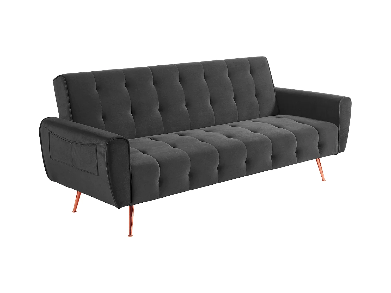 Canapé 3 places convertible clic-clac en velours POLANI - Anthracite