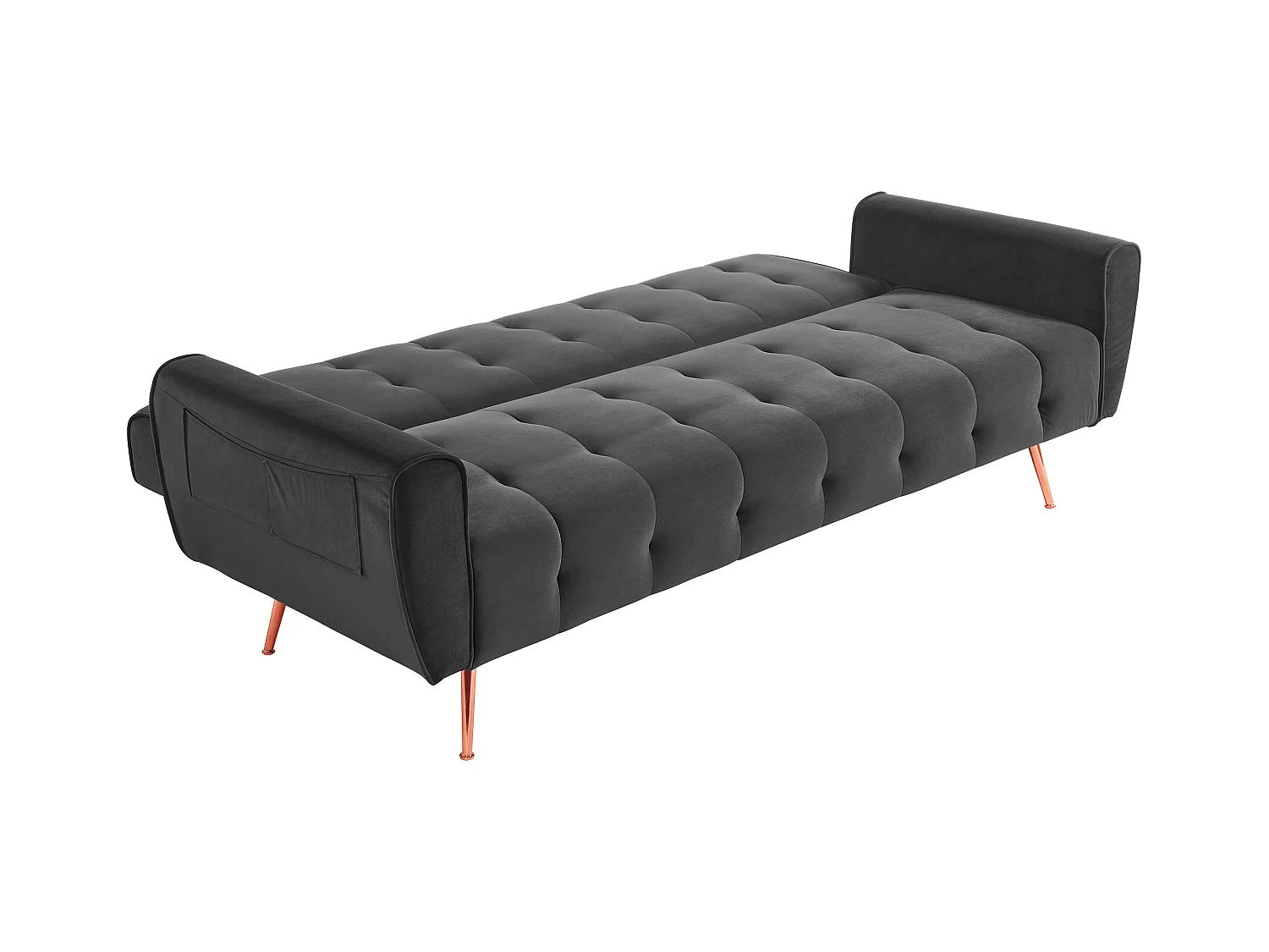 Canapé 3 places convertible clic-clac en velours POLANI - Anthracite