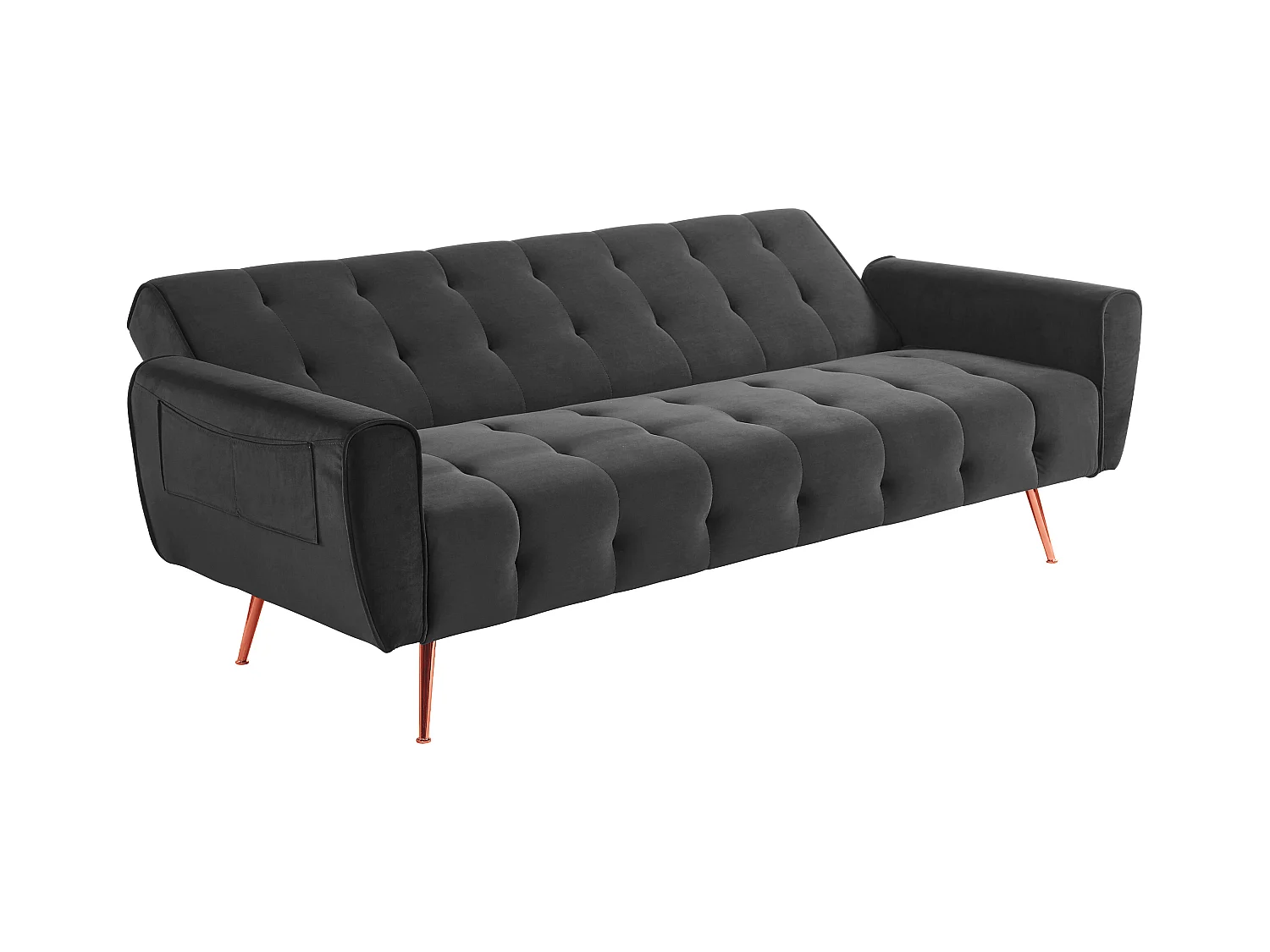 Canapé 3 places convertible clic-clac en velours POLANI - Anthracite