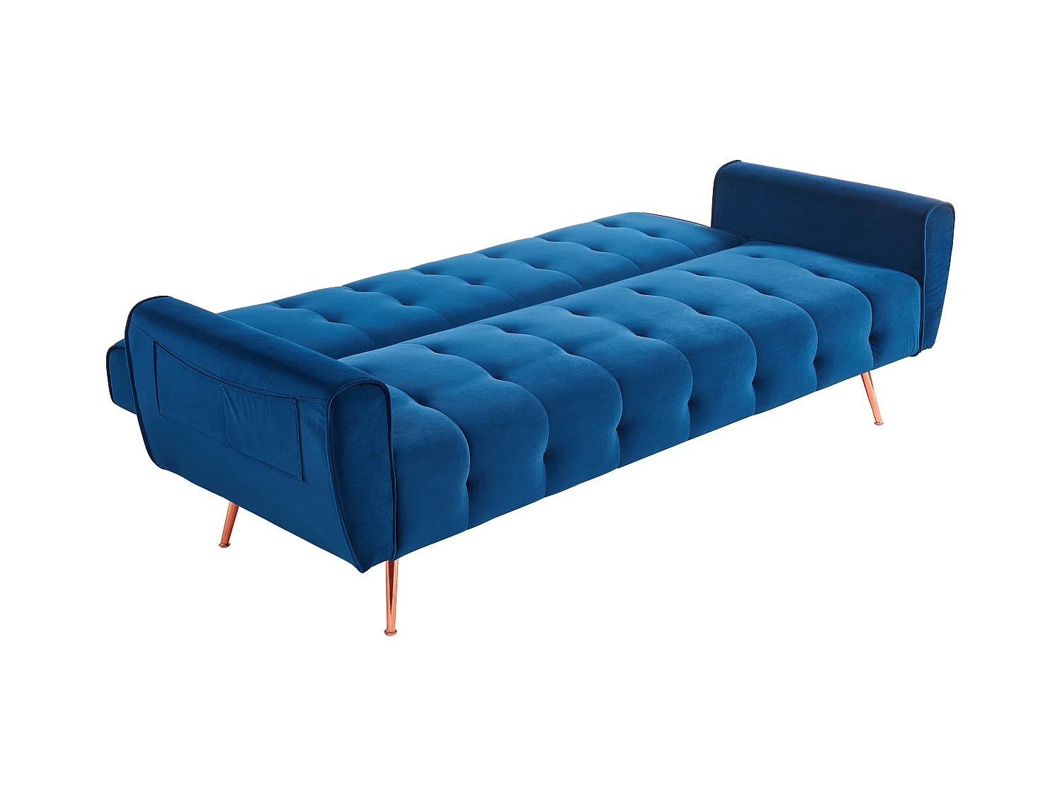 Canapé 3 places convertible clic-clac en velours POLANI - Bleu roi