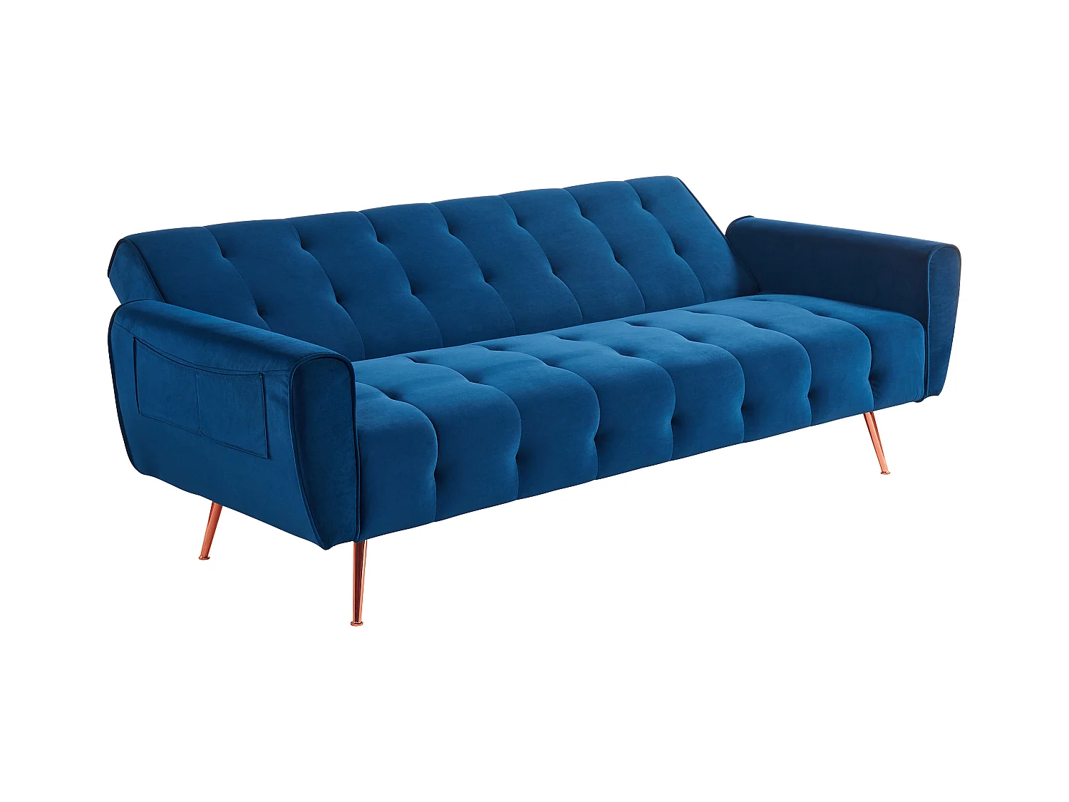 Canapé 3 places convertible clic-clac en velours POLANI - Bleu roi