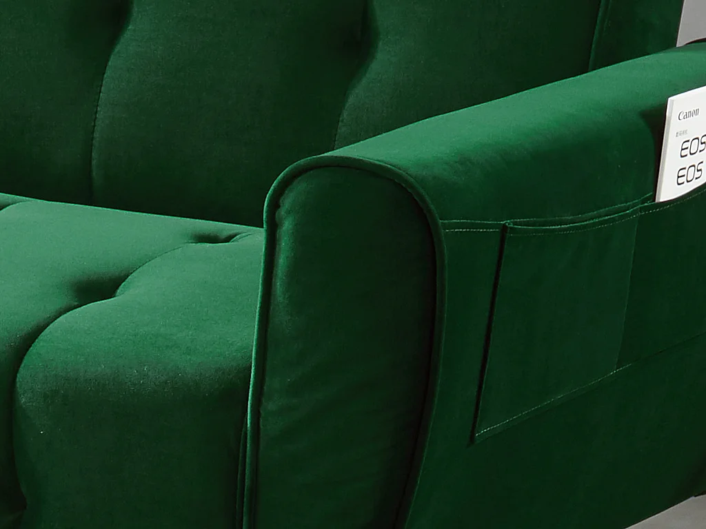 Canapé 3 places convertible clic-clac en velours POLANI - Vert sapin