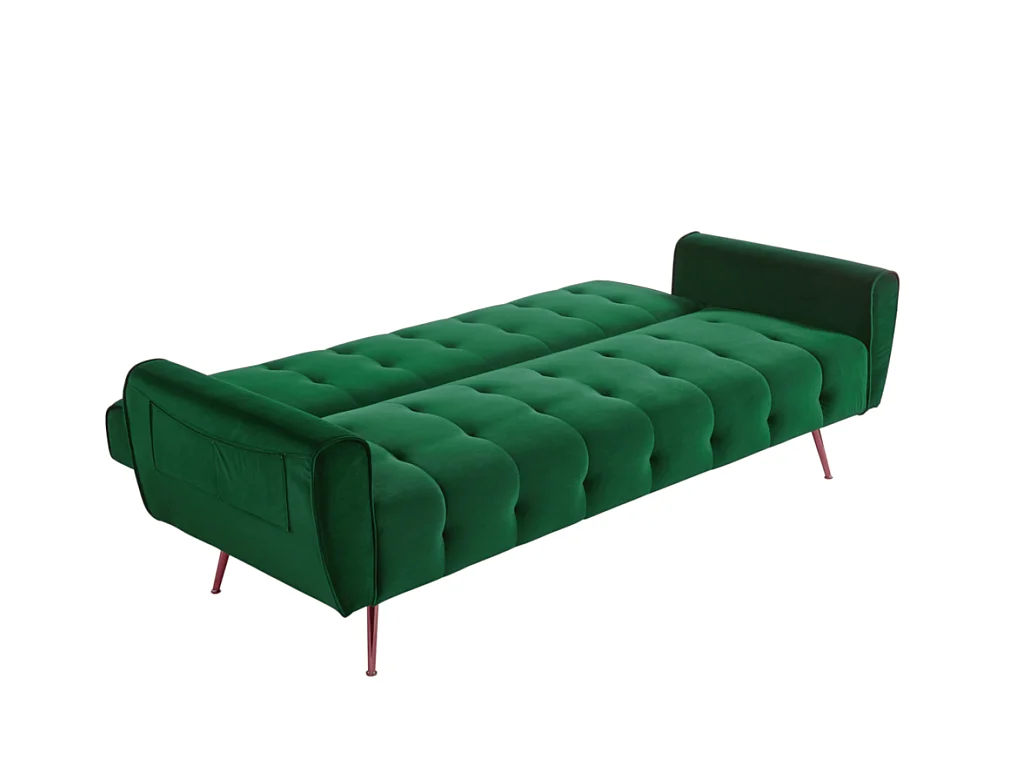 Divano letto 3 posti clic clac in vellutoVerde scuro - POLANI