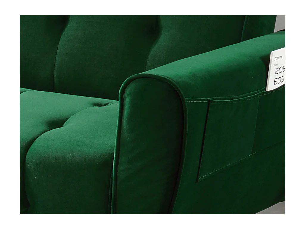 Divano letto 3 posti clic clac in vellutoVerde scuro - POLANI