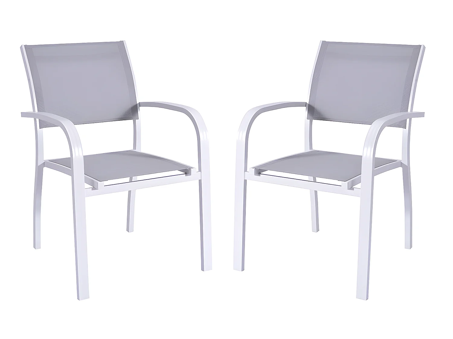 Lot de 2 fauteuils de jardin  empilables en aluminium et textilène - Assise grise - PAIA de MYLIA