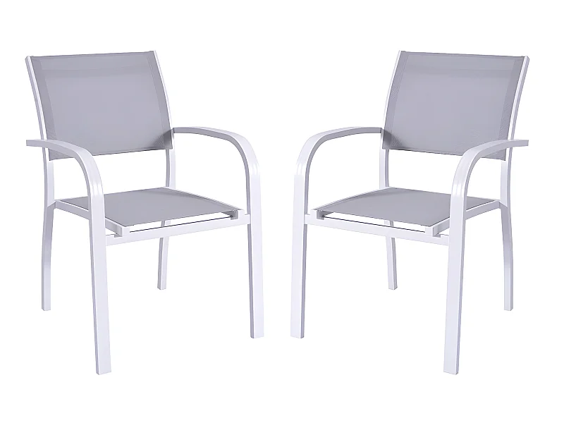 Gartensessel stapelbar 2er-Set - Aluminium & Textilene - Grau - PAIA