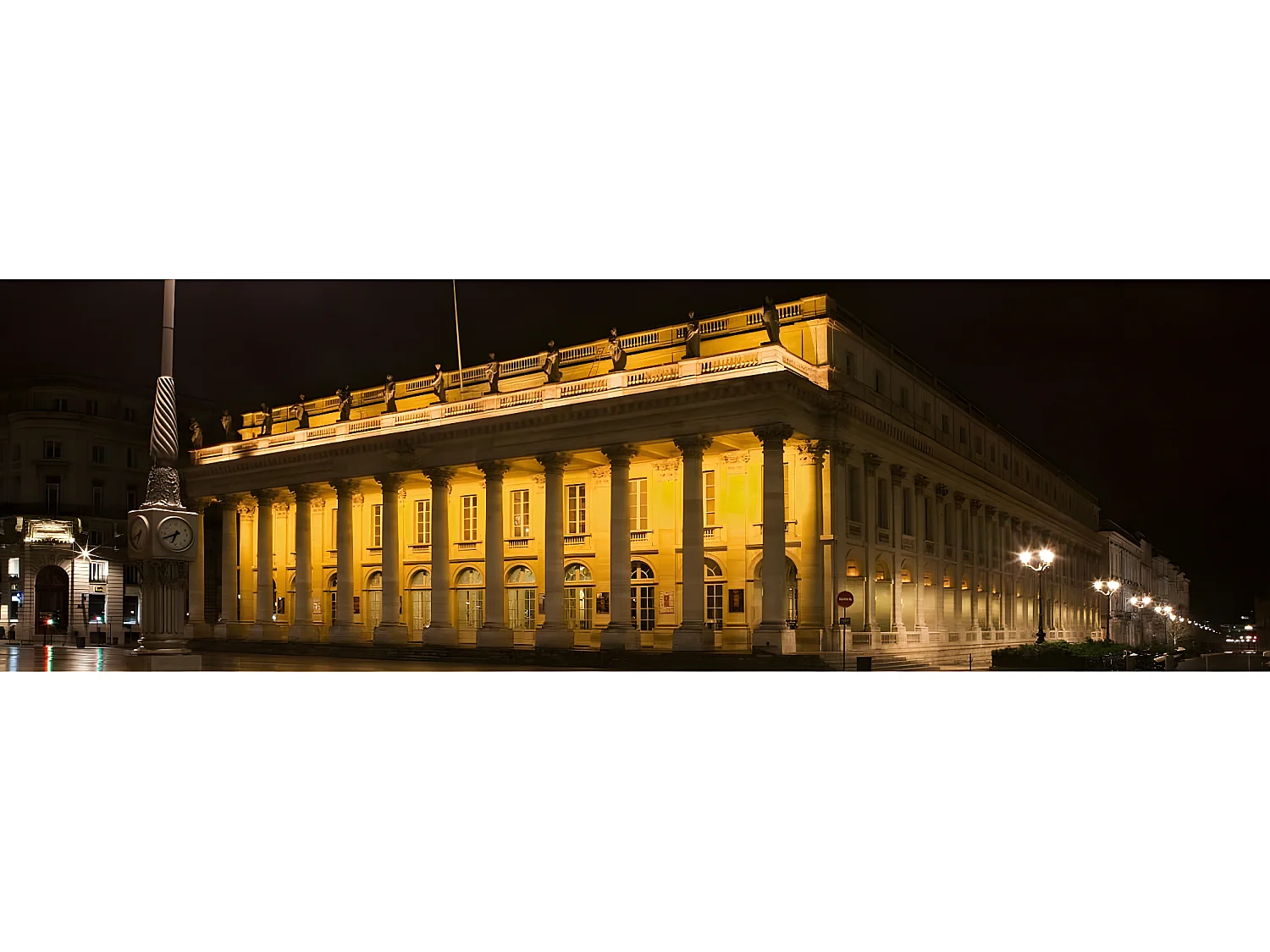 Tableau sur toile grand théatre de Bordeaux nuit 30x97 cm