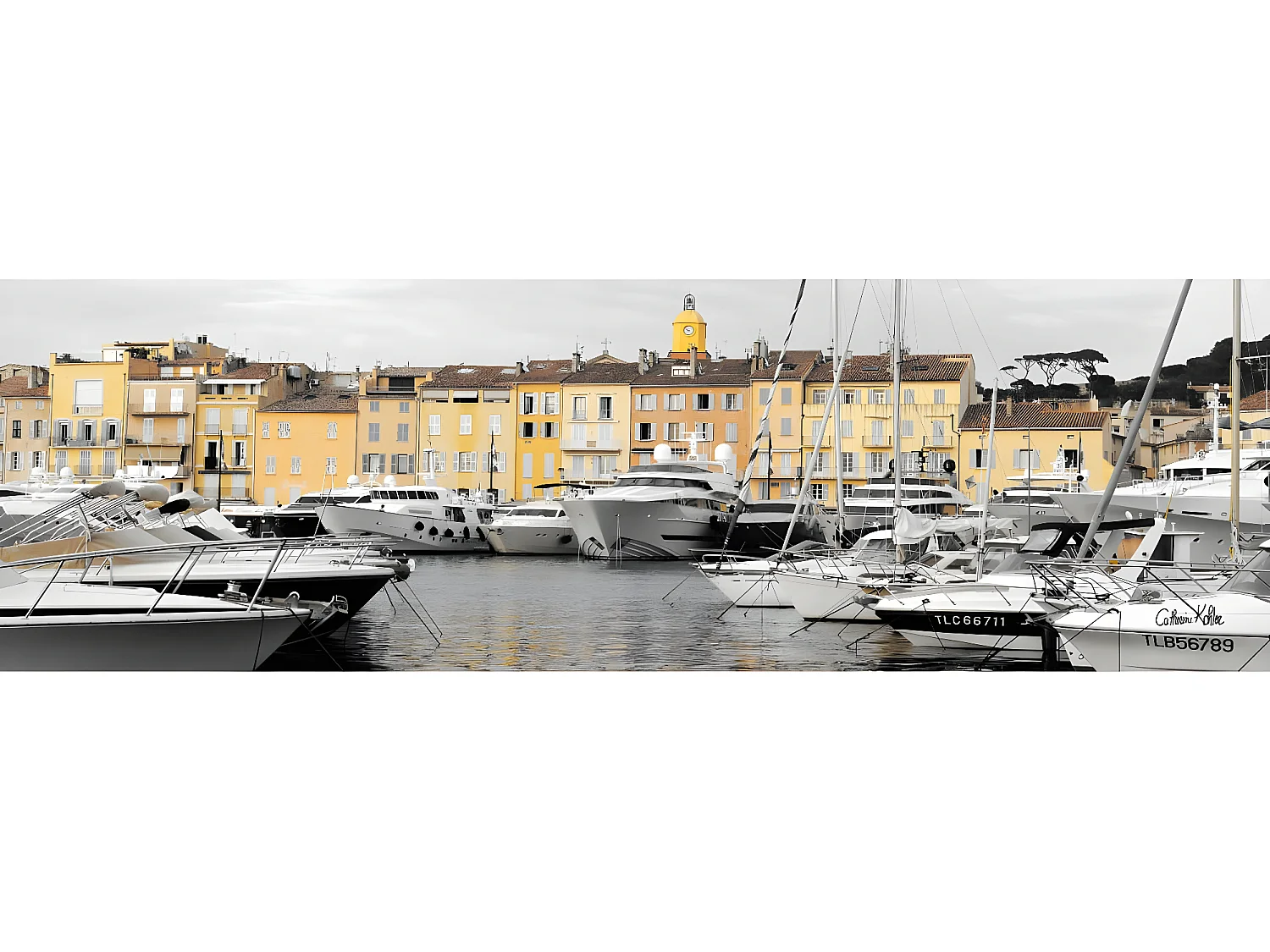 Tableau sur toile port Saint-Tropez 30x97 cm