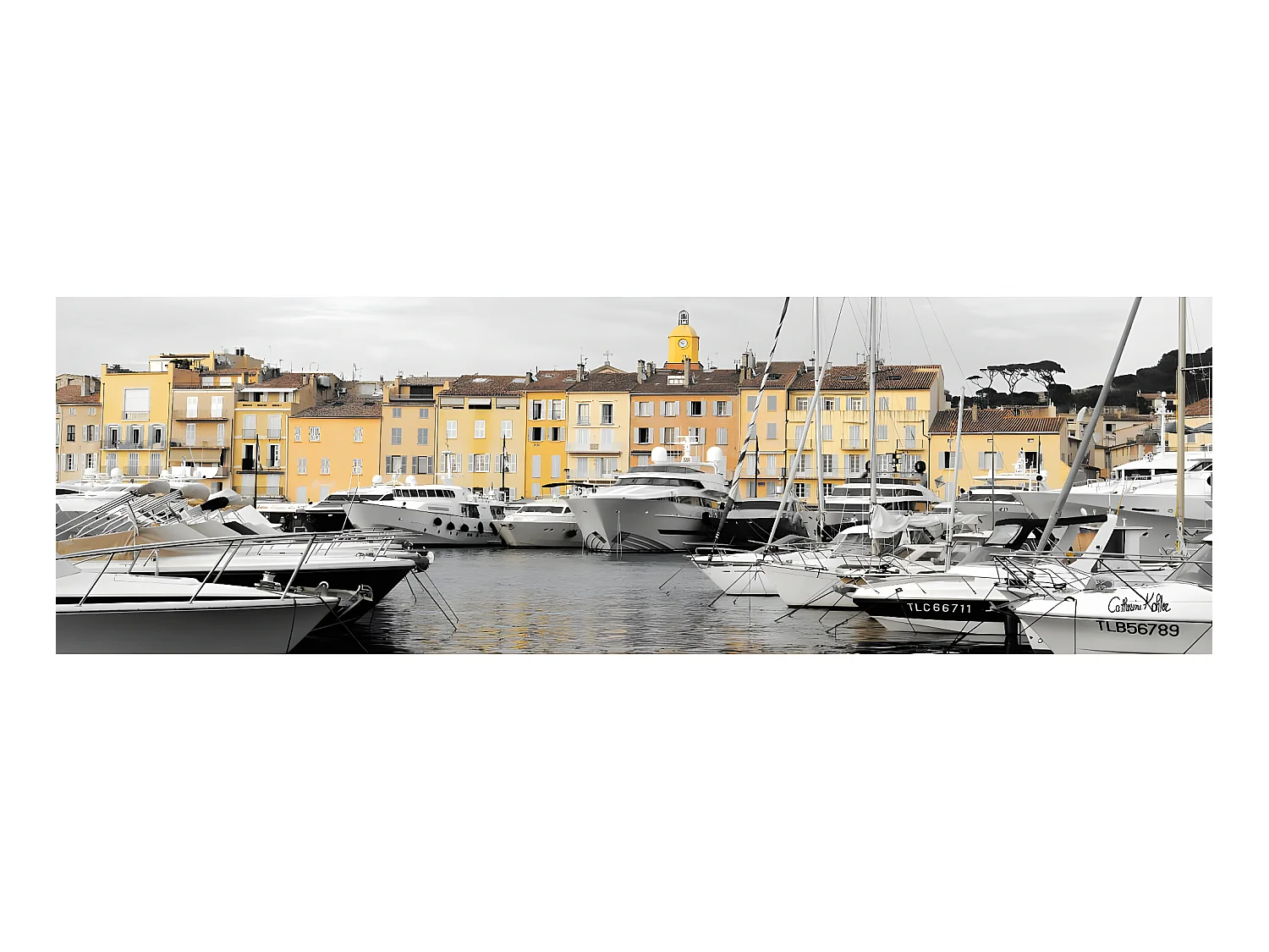 Tableau sur toile port Saint-Tropez 30x97 cm