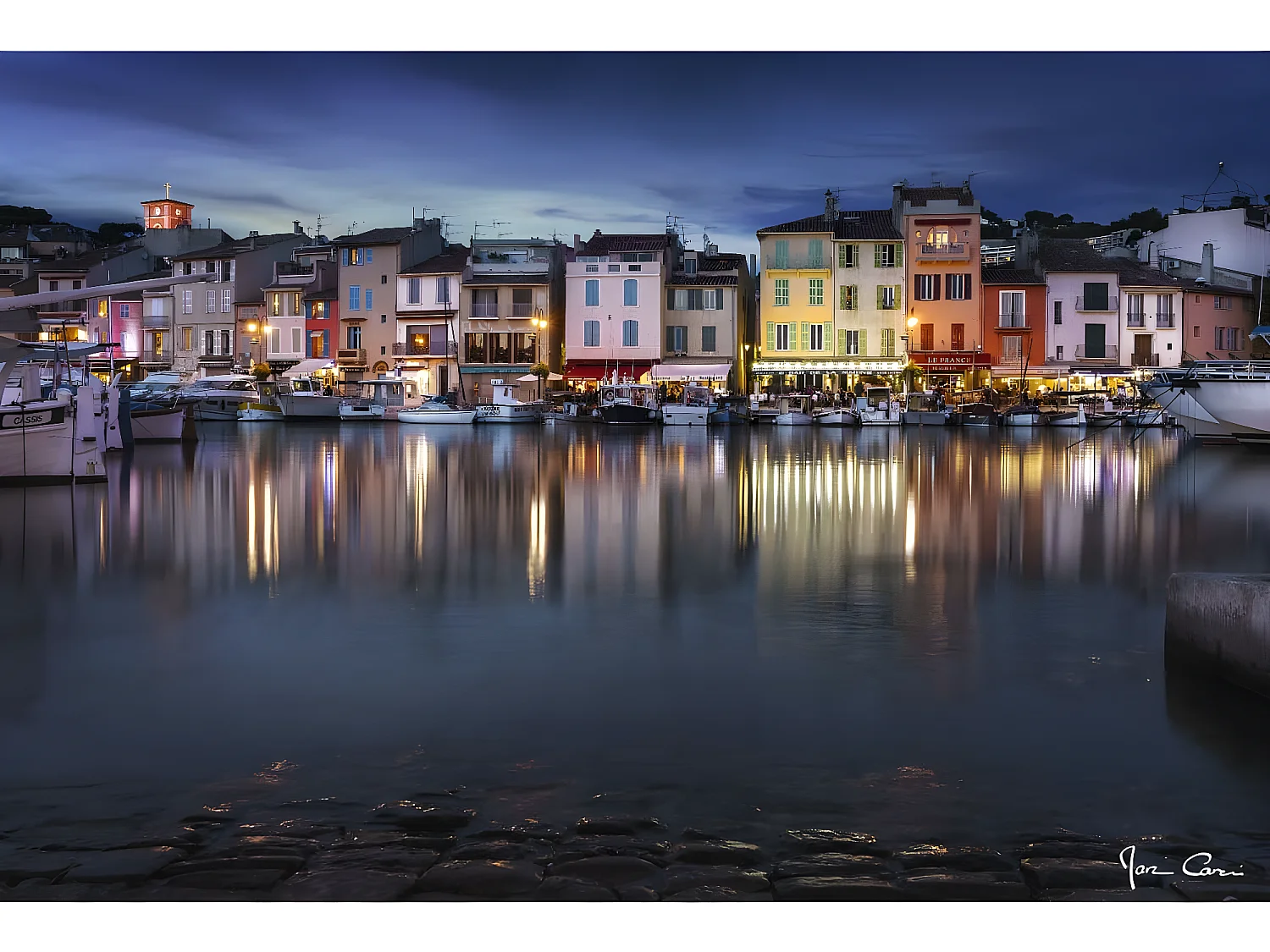 Tableau sur toile port de nuit 30x45 cm