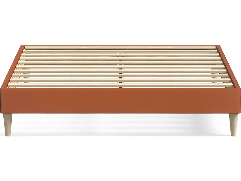 Lit adulte 160x200 cm en velours rouille - Dina