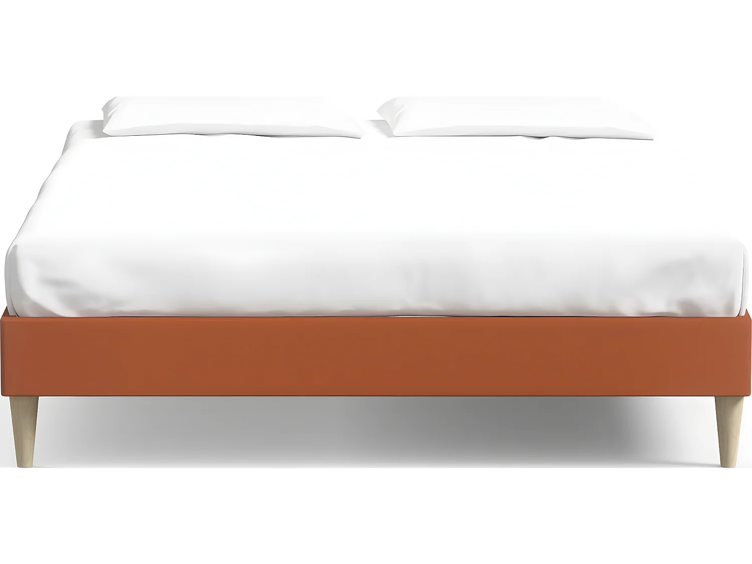 Lit adulte 160x200 cm en velours rouille - Dina