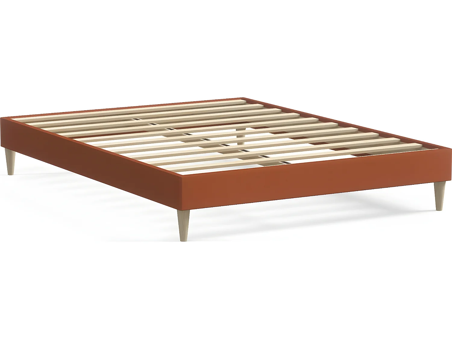 Lit adulte 160x200 cm en velours rouille - Dina