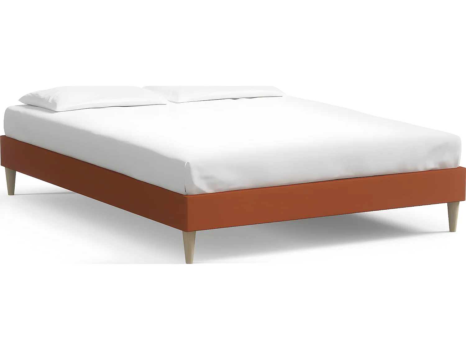 Lit adulte 160x200 cm en velours rouille - Dina