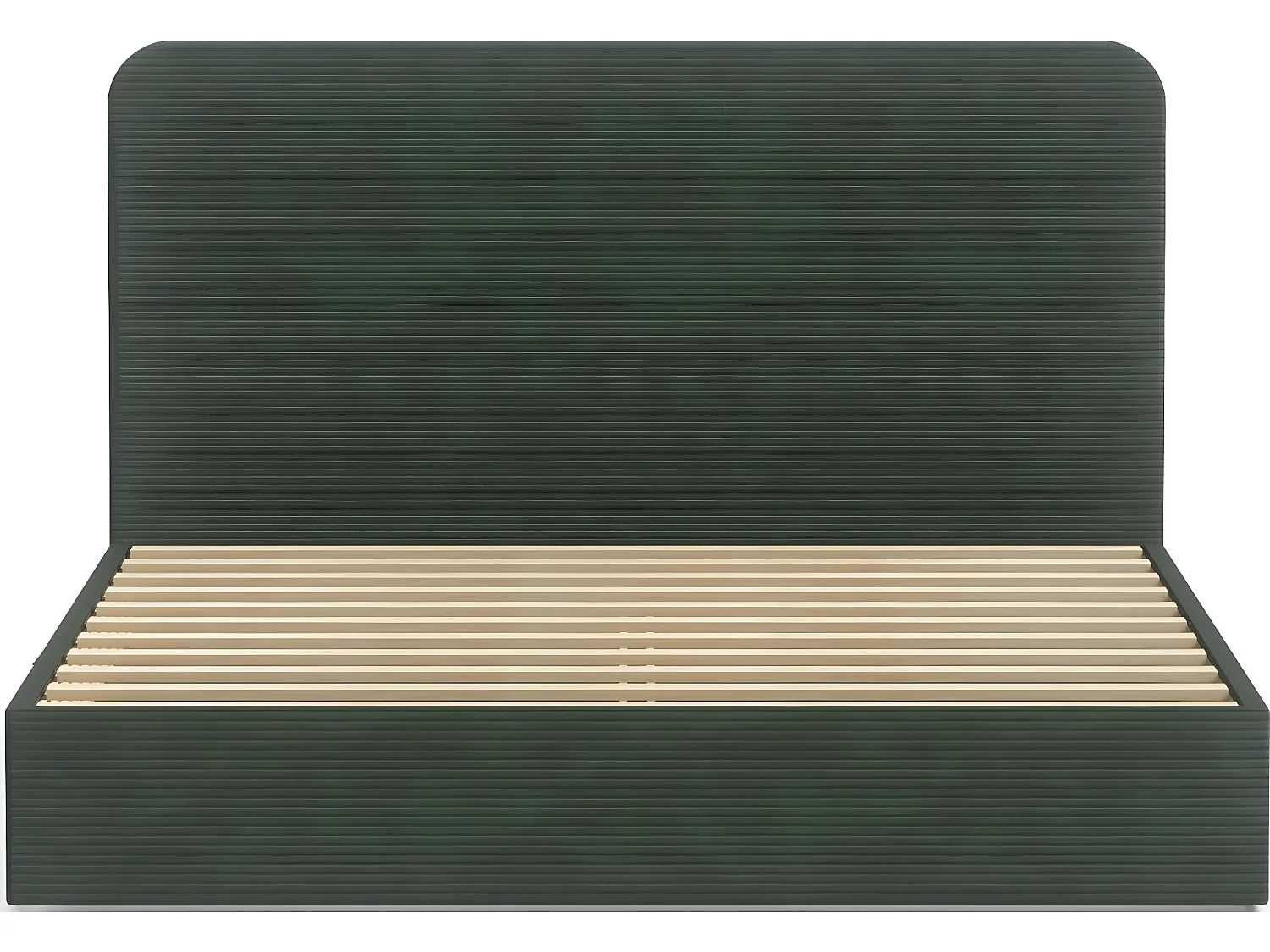 Lit adulte 140x190 cm en velours côtelé vert avec tête de lit - Enzo