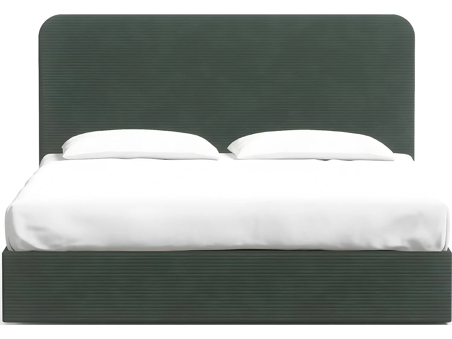 Lit adulte 140x190 cm en velours côtelé vert avec tête de lit - Enzo