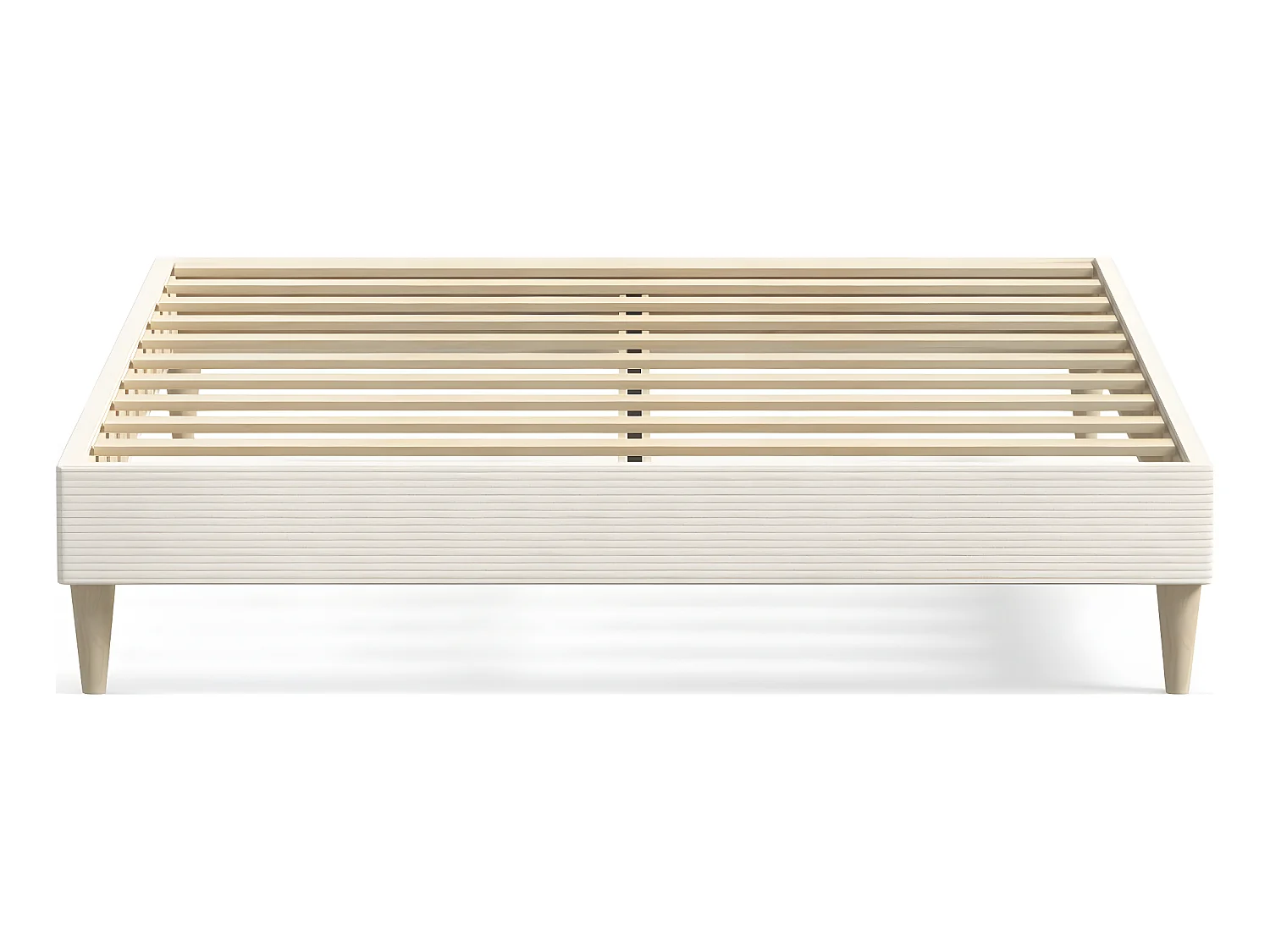 Lit adulte 140x190 cm en velours côtelé beige - Dina