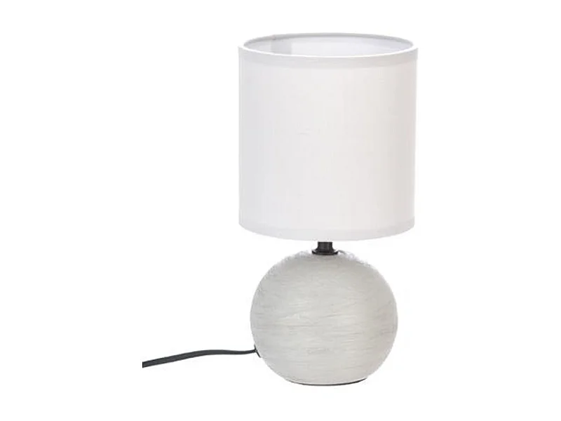 Lampe à Poser Céramique "Boule" 25cm Gris Strié