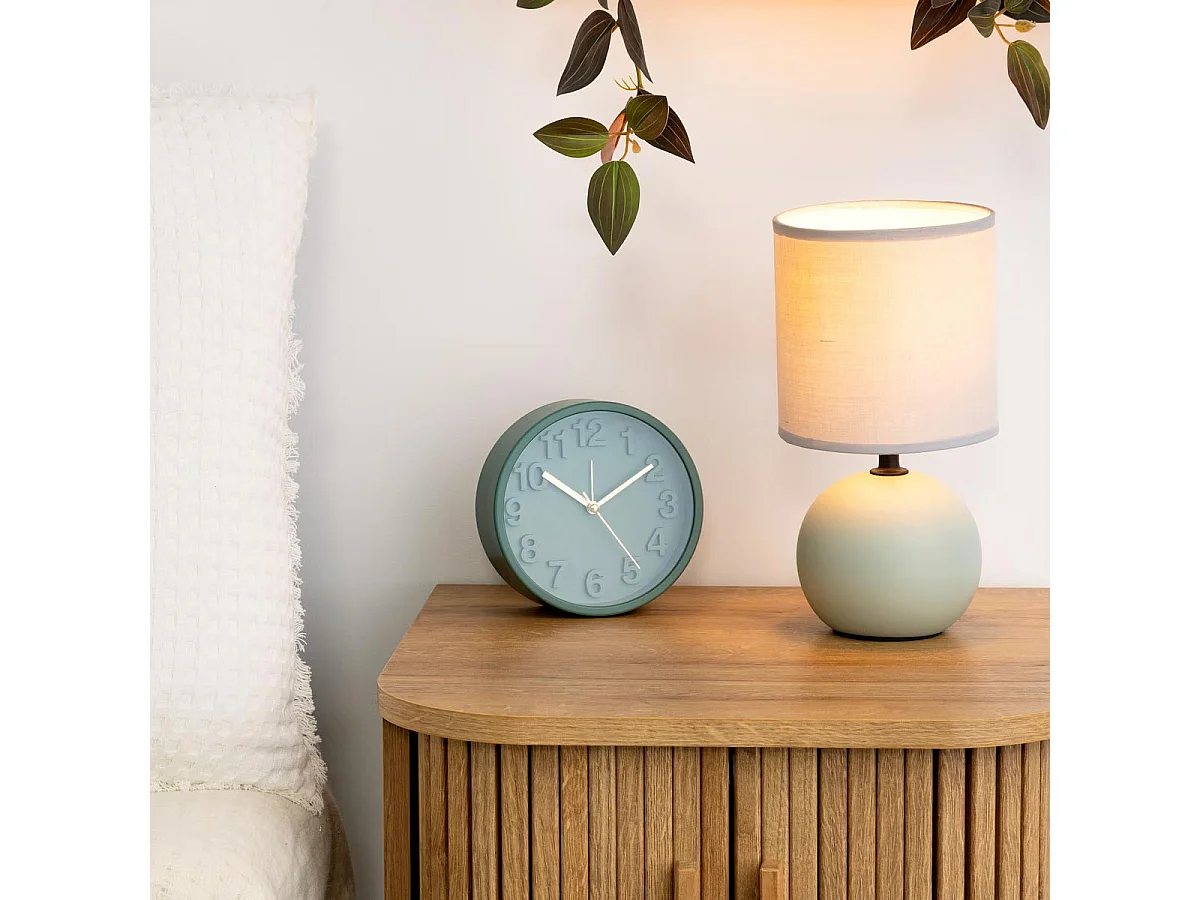 Lampe à Poser Céramique "Boule" 25cm Gris Mat