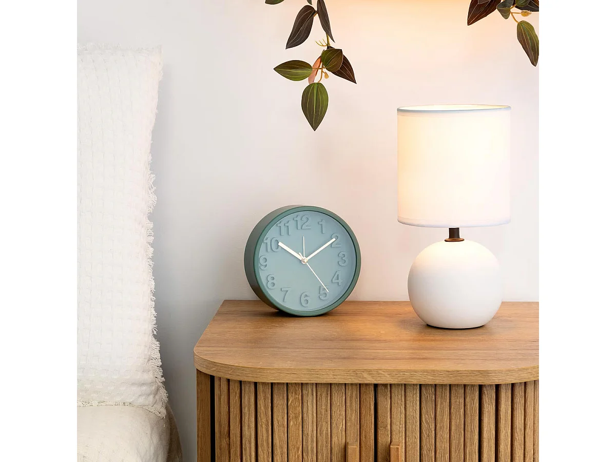 Lampe à Poser Céramique "Boule" 25cm Blanc Mat