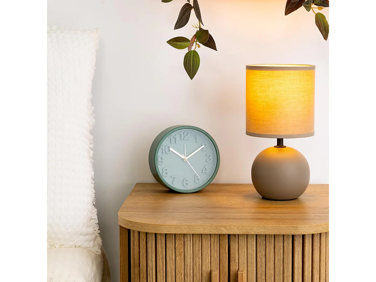 Lampe à Poser Céramique "Boule" 25cm Taupe Mat