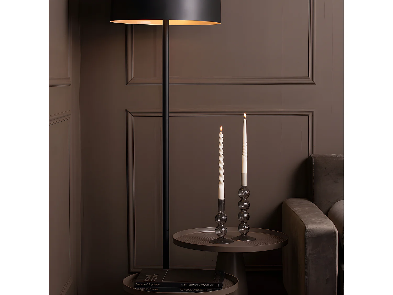 Bougeoir Swirl Bubbles H16cm Noir  Present Time