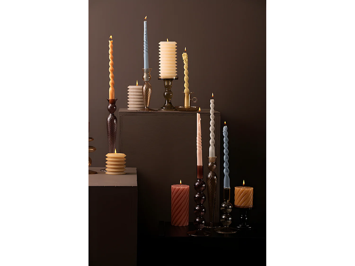 Bougeoir Swirl Bubbles H16cm Noir  Present Time